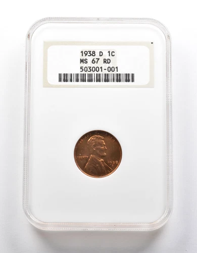 MS67 RD 1938-D Lincoln Wheat Cent NGC *2602