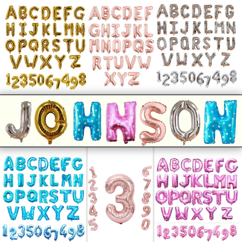 16'' LETTER Foil Number Balloons Air Baloons Large Happy Birthday Party Ballons - Image 2 of 2