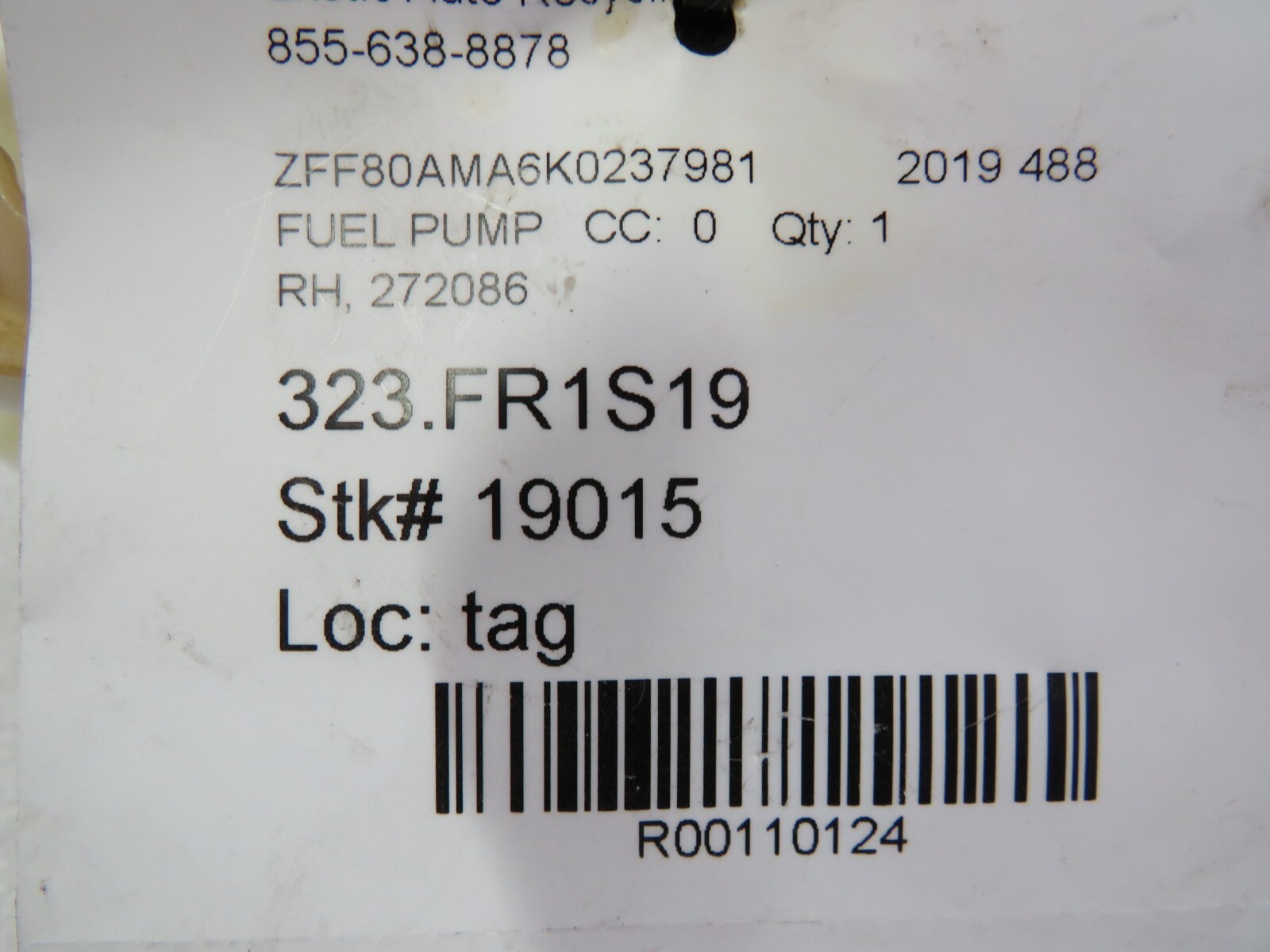 Ferrari 488, RH, Right, Fuel Pump, Used, P/N 272086