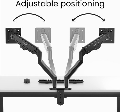 Support VESA double moniteur 14-35" acier allié noir avec inclinaison et pivotant - Photo 6/10