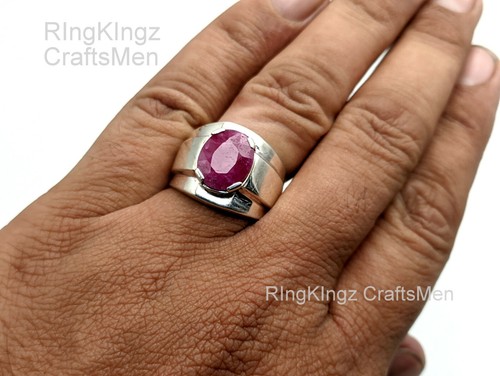 Rubin Edelstein Herren Ring Größe 9 natürlicher Yaqoot Stein 925 Sterlingsilber alle Größen - Bild 6 von 6