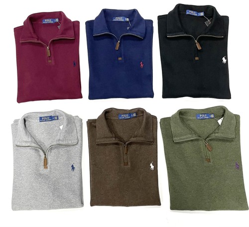 Polo Ralph Lauren Men's Quarter Zip Cotton Sweaters RRP£120 - Picture 1 of 12