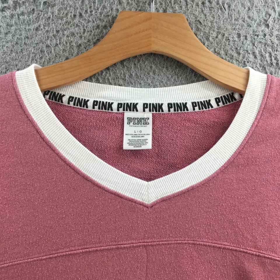 Sudadera Rosa Victoria's Secret Mujer Grande Rosa Manga Larga Cuello en V Pullover Foto 3 de 4