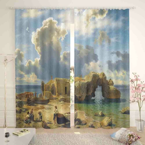 Abandoned Yellow Island 3D Curtain Blockout Photo Printing Curtains Drape Fabric - Picture 2 of 12