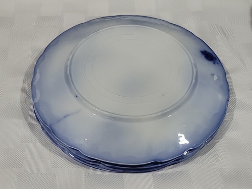 4 Antique W. H. Grindley 8.75" PLATES Flow Blue Marechal Neil Floral Porcelain - Picture 7 of 7