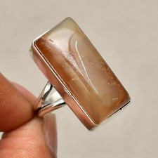 Montana Agate Gemstone 925 Sterling Silver Handmade Jewelry Ring Size 6