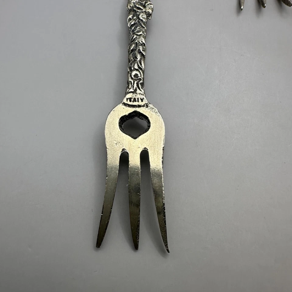 Juego de 6 horquillas pequeñas estampadas estilo Italia Montagnani flor de león adornada querubín de lis Foto 4 de 4