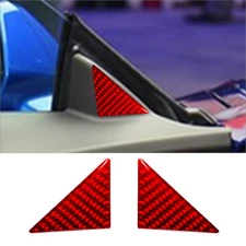 For Chevrolet Camaro Red Carbon Fiber Interior Window Pillar Cover Trim 2Pcs 