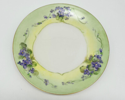 Antique T&V LIMOGES France Violets Handpainted Porcelain Plate Floral Victorian