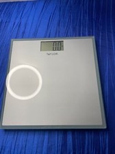 Taylor digital glass bathroom scale with silver/grey finish