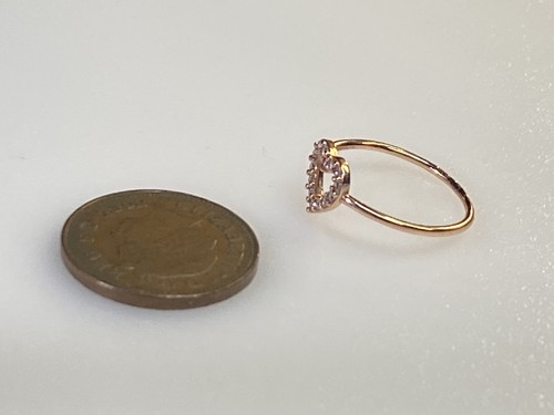 Sterling Silver 925 Ring Gold Plated Heart Cubic Zirconia 0.86g Size L - Picture 4 of 10