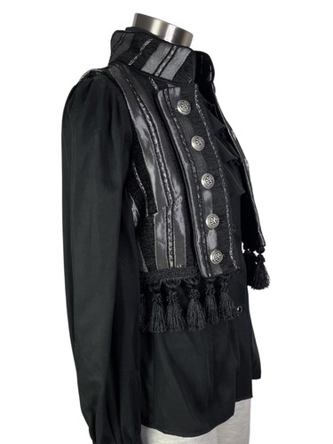 SHRINE VINTAGE GOTHIC COSTUME GYPSY SILVER STRIPE MATADOR TOREADOR VEST - Picture 2 of 8