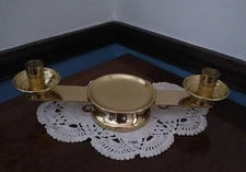 SUDBURY Brass Dual Multi Candle Holders Candlestick Pillar Mantle Table Top