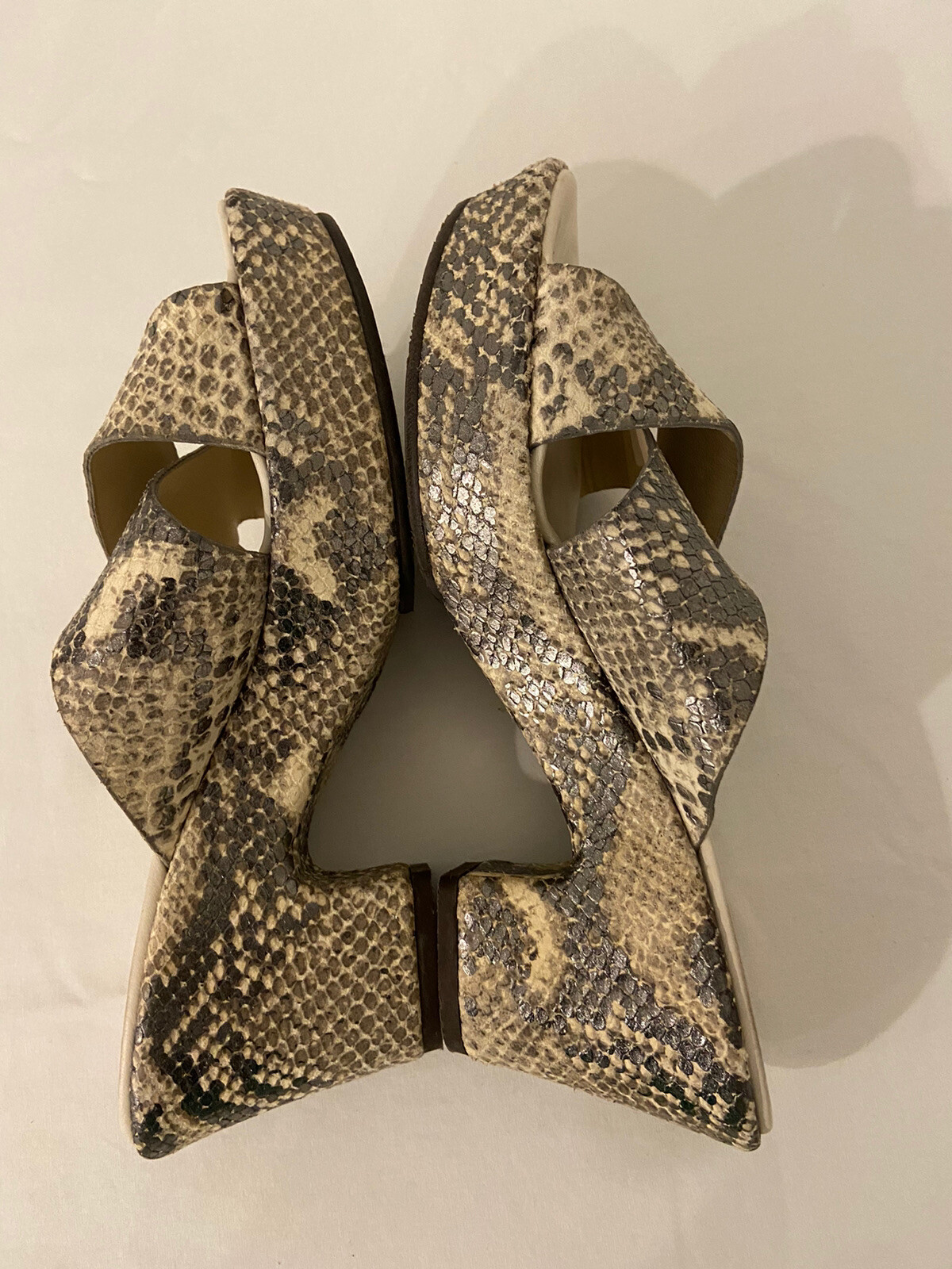 AGL Silver Snake Python Embossed Cross-Strap Bloc… - image 7