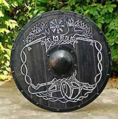 Tree of Life Viking Shield: Yggdrasil Wooden Viking Armor Norse Cosplay Costume