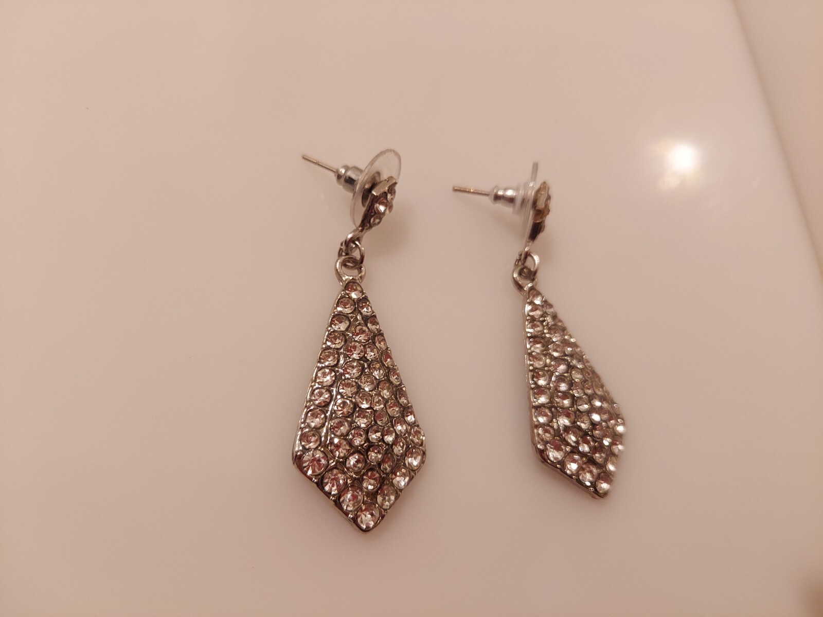 Rhinestone teardrop shape drop dangle earrings po… - image 6