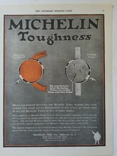 1919 Michelin tire company toughness ring shaped verse ordinary tube ad