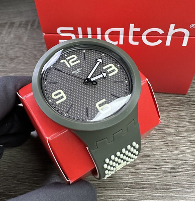 NEW  Swatch BIG BOLD BBBLANCO Olive Green 47mm Sport Watch SO27M102