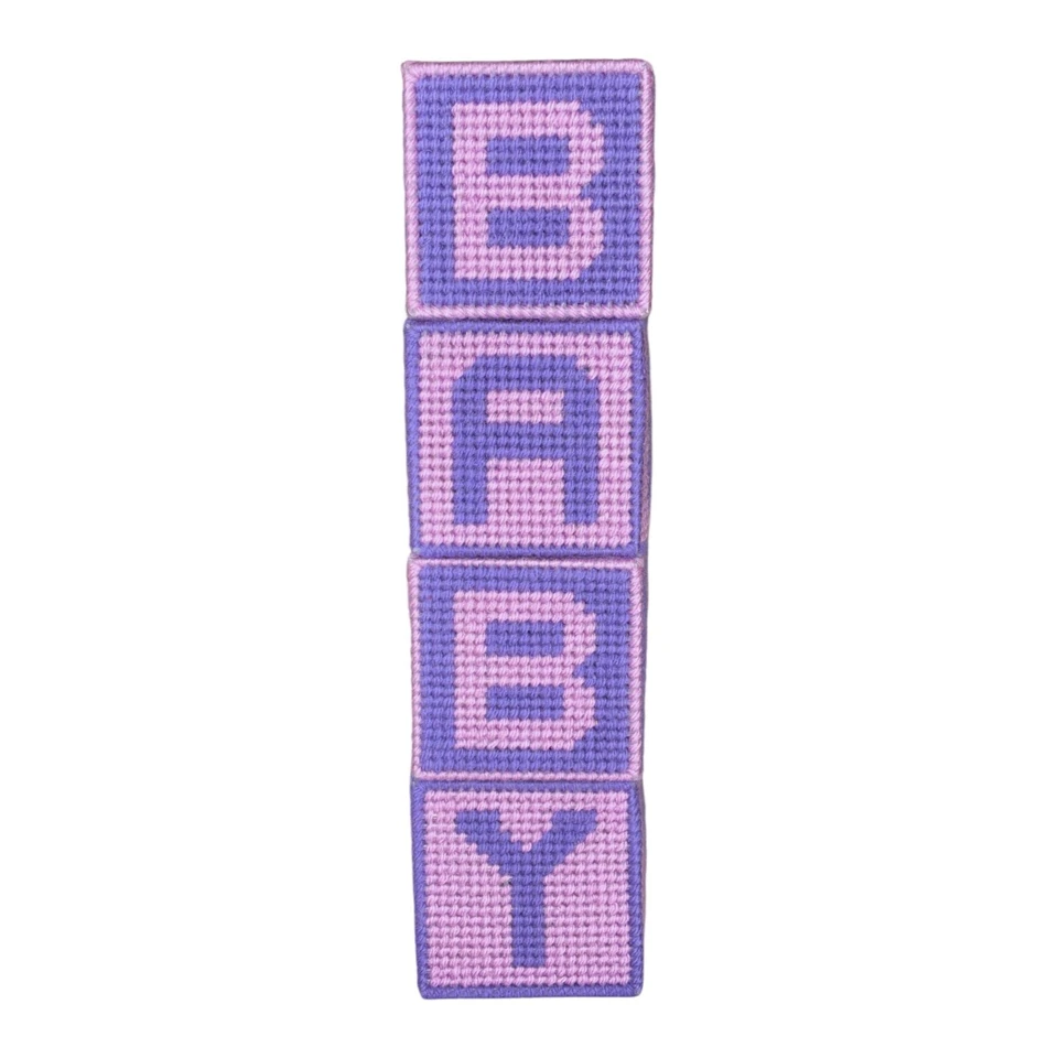 Bloques de lona de plástico a punta de aguja hechos a mano púrpura decoración de guardería ducha Foto 3 de 4