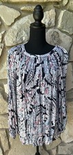 CHAPS Tunic Top Medium M Multicolor Paisley Cotton Blend Gauze Long Sleeve EC