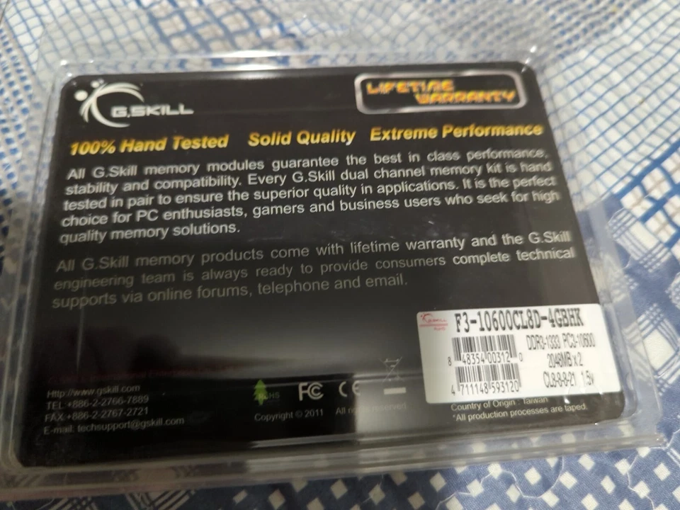 G. Skill DDR3-1333 F3-10600CL8D-4GBHK RAM 8GB (4X2GB) 1.50v Intel XMP ready - Image 2 of 4