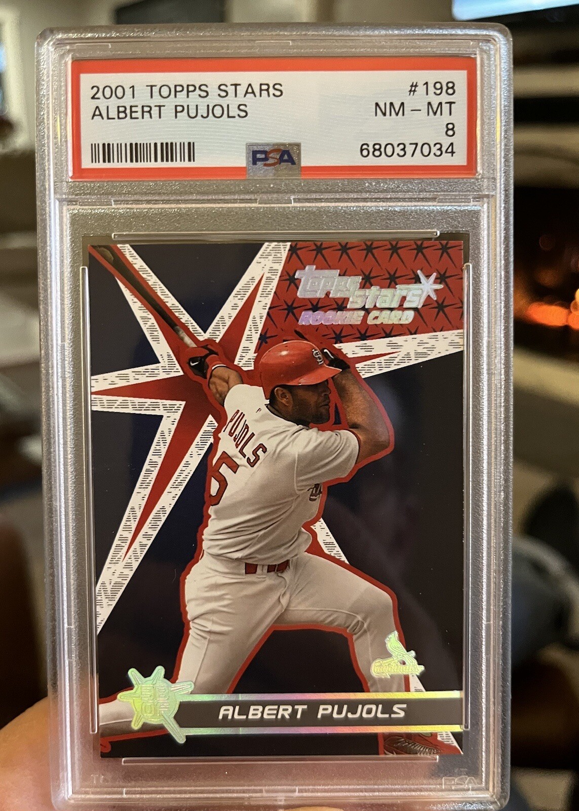 2001 TOPPS STARS CARDINALS ALBERT PUJOLS ROOKIE #198 PSA 8 NM MINT