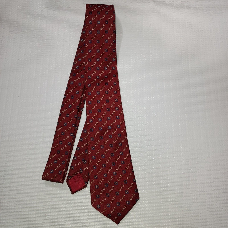 Number One Dad Necktie Father's Day Tie 1 Dad Neck Tie Maroon Unique