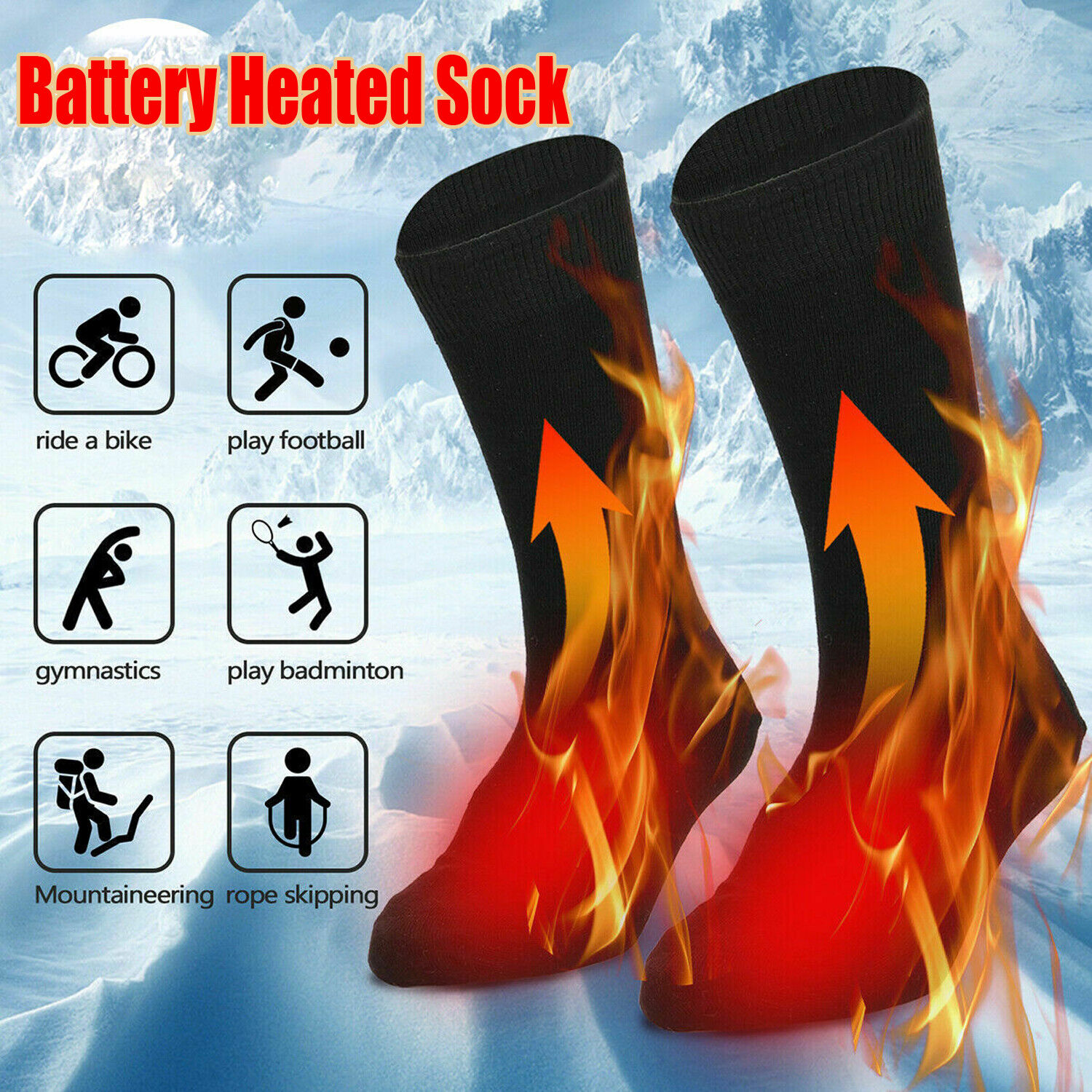 Image 01 - Winter Electric Thermal Heated Socks Feet Warmer Rechargeable Battery Men Women