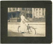 Vintage Bicycle Photo Young Lady on Bicycle  6-1/2" by 5-1/2  Nice  6149