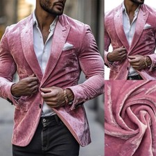 Men's Velvet Sports Jacket Single Breasted Peak Lapel Fomal Wedding Groom Coats
