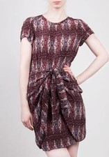 NWOT ISABEL MARANT Etoile "Reilly" Draped Silk Dress SZ 0 XS Burgundy RARE