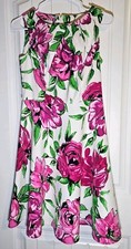 Alyx Dress Fit Flare Stretch Pleated Pink Floral Dress Women's 6 No Belt Casual