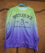 Beetlejuice Never Trust The Living Long Sleeve Sweat Shirt XL Purple Green