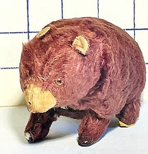 VINTAGE JAPAN KEY WIND-UP WALKING BROWN BEAR IN WORKING CONDITION 1950's no key