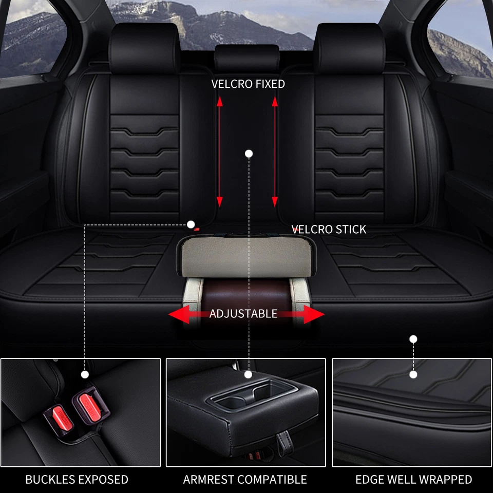 For Nissan LEAF 2011-2022 Car 5-Seat Cover Full Set PU Leather Pad Breathable Foto 3 de 4