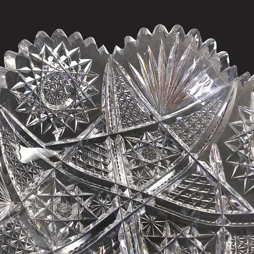 ABP American Brilliant Cut Glass Bowl Hob Stars Fans Sawtooth Scalloped 8" - Picture 13 of 14