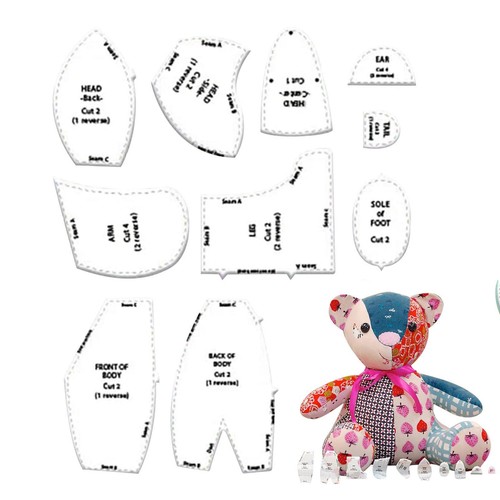 Acrylic Memory Bear Template Ruler Set with Detailed Instructions Sewing Pat