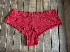 Vtg Victoria  s Secret S Lipstick Pink Lace Coquette Hiphugger Bikini Panties