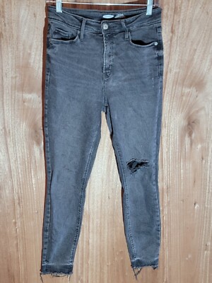 old navy rockstar jeans womens 6 super skinny stretch distressed charcoal gray