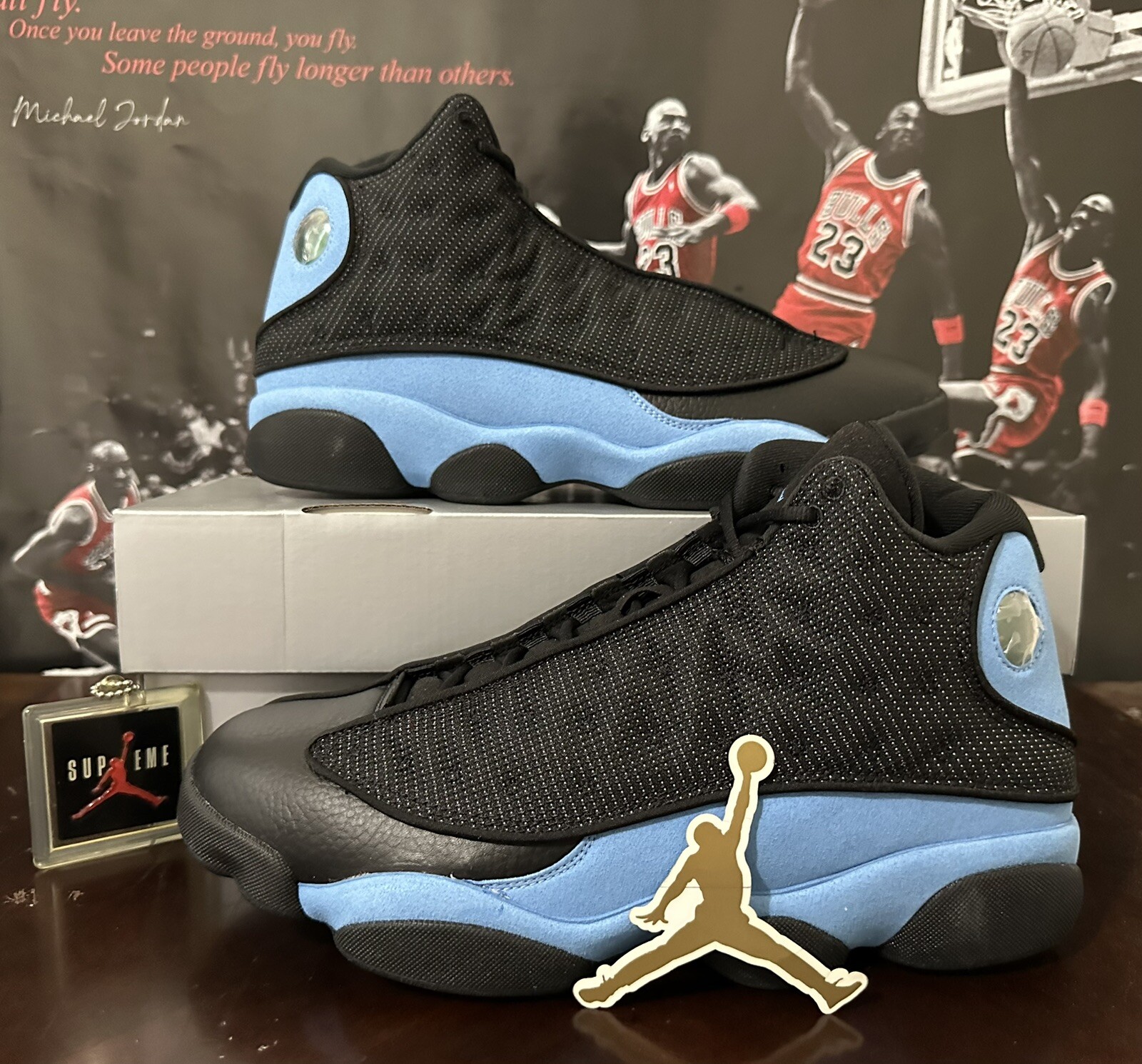 black and blue jordans 13