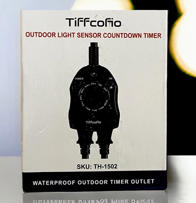 TiFFCOFiO Outdoor Timer Outlet Dusk to Dawn Sensor Timer Outdoor Light NEW!