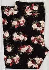 TC LuLaRoe Tall  Curvy Leggings Beautiful Pink Red Roses on Black NWT M99