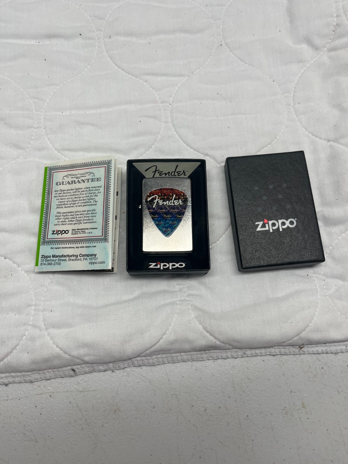 Genuine Zippo FENDER GUITAR Lighter-Good Condition