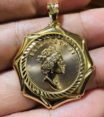 18K 750 Echt Echt Gold Queen Elizabeth ll Anhänger 4,45g OHNE Kette Herren Damen