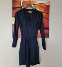 Banana Republic Long Sleeve Belted Satin polyster Dress in Navy Blue, Size 2