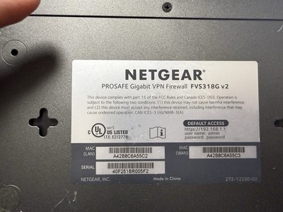 NETGEAR ProSafe FVS318G V2 ProSafe Gigabit VPN Firewall