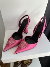 Versace La Medusa Pink Crystal-embellished Slingback Pumps Heels Size 36 US 6.5