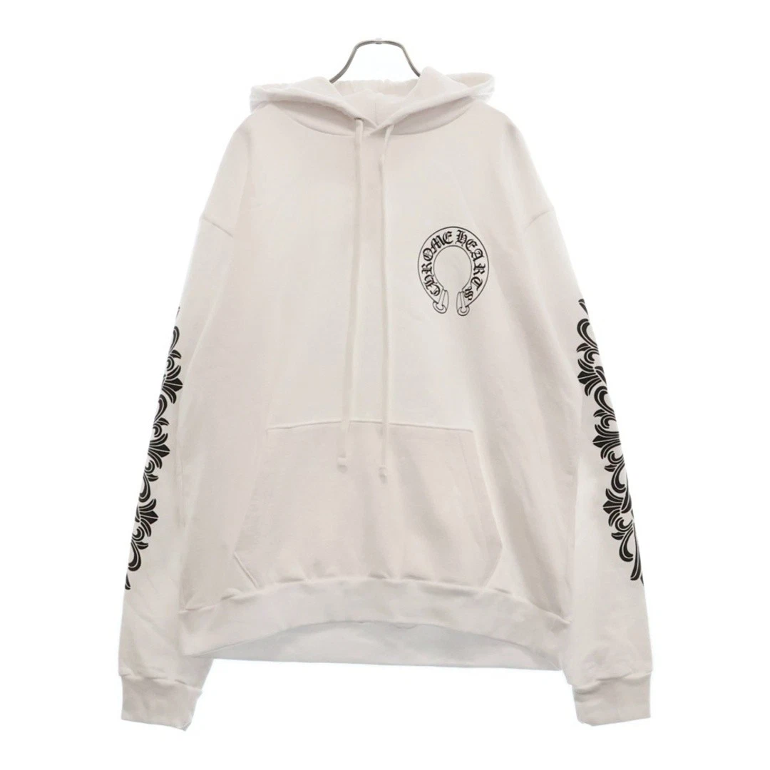 Pullover ferro di cavallo Chrome Hearts felpa con cappuccio stampa braccio felpa floreale bianco usatob