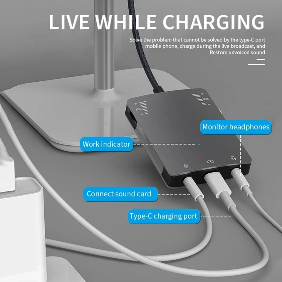USB C Live Sound Card Speaker 3.5mm Audio Interface Adapter for / Headphone9919 - Image 3 of 4
