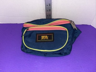  TA Fanny Pack Bag Adjustable 80s Vintage Nylon  teal, pink, green, 3 pocket 